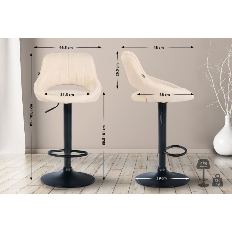 Barhocker HLO-CP279 Stoff schwarz ~ creme