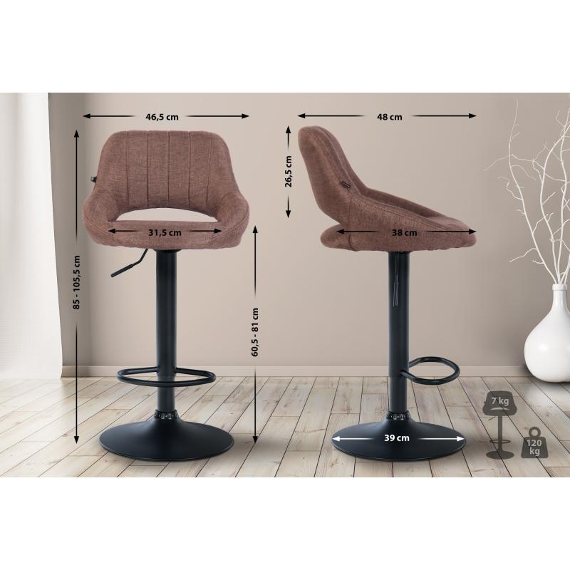 Barhocker HLO-CP279 Stoff schwarz ~ braun