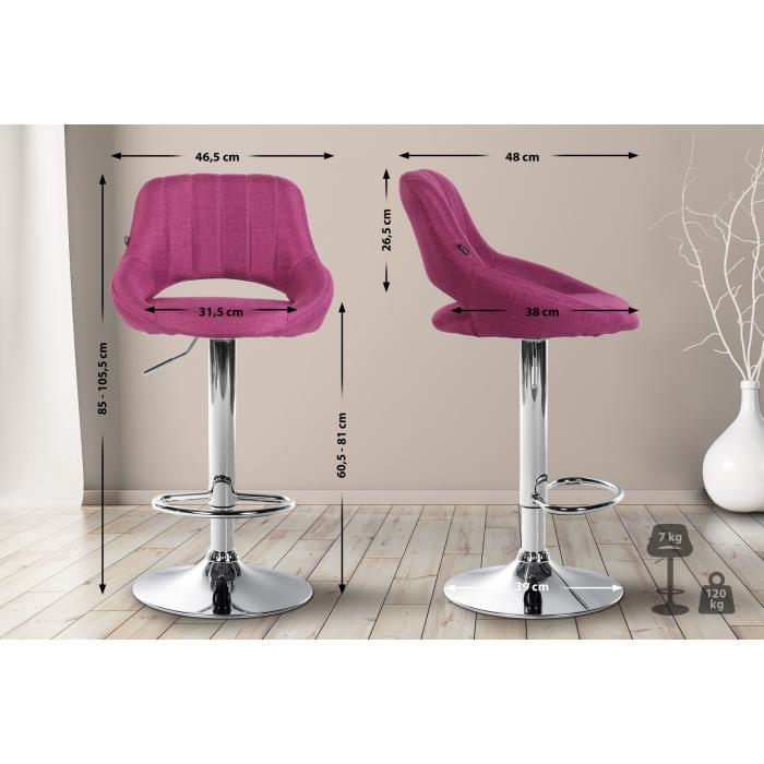 Barhocker HLO-CP279 Stoff chrom ~ lila
