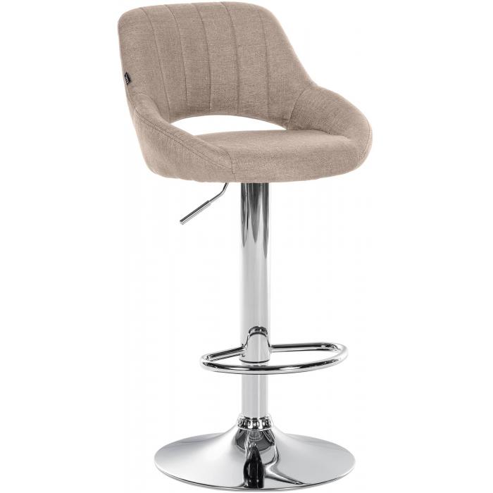 Barhocker HLO-CP279 Stoff chrom ~ taupe