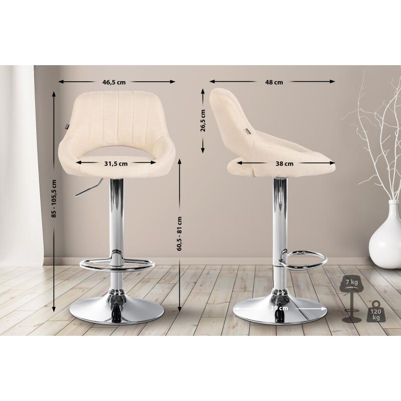 Barhocker HLO-CP279 Stoff chrom ~ creme