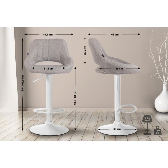 2er Set Barhocker HLO-CP279 Stoff W ~ grau
