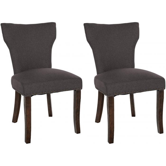 2er Set Esszimmerstuhl HLO-CP10 Stoff antik-dunkel ~ dunkelgrau