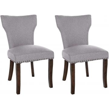 2er Set Esszimmerstuhl HLO-CP10 Stoff antik-dunkel ~ grau