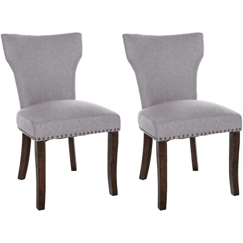 2er Set Esszimmerstuhl HLO-CP10 Stoff antik-dunkel ~ grau