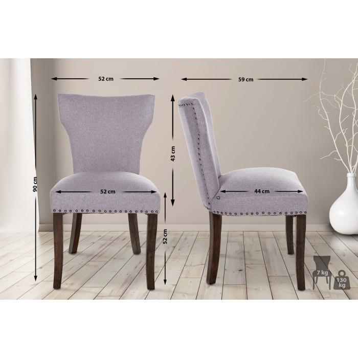 2er Set Esszimmerstuhl HLO-CP10 Stoff antik-dunkel ~ grau