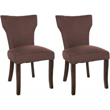2er Set Esszimmerstuhl HLO-CP10 Stoff antik-dunkel ~ braun