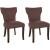 2er Set Esszimmerstuhl HLO-CP10 Stoff antik-dunkel ~ braun