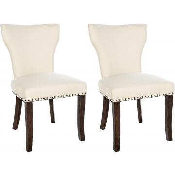 2er Set Esszimmerstuhl HLO-CP10 Stoff antik-dunkel ~ creme