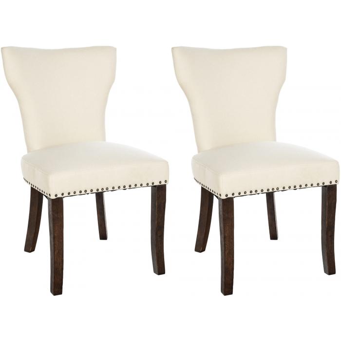 2er Set Esszimmerstuhl HLO-CP10 Stoff antik-dunkel ~ creme