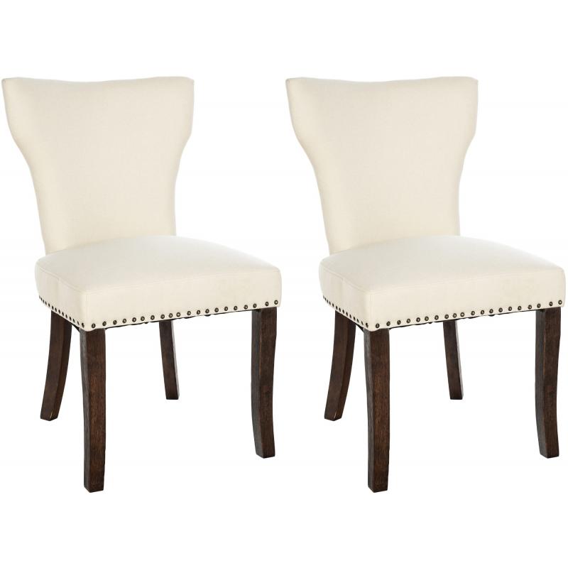2er Set Esszimmerstuhl HLO-CP10 Stoff antik-dunkel ~ creme