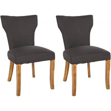 2er Set Esszimmerstuhl HLO-CP10 Stoff antik-hell ~ dunkelgrau