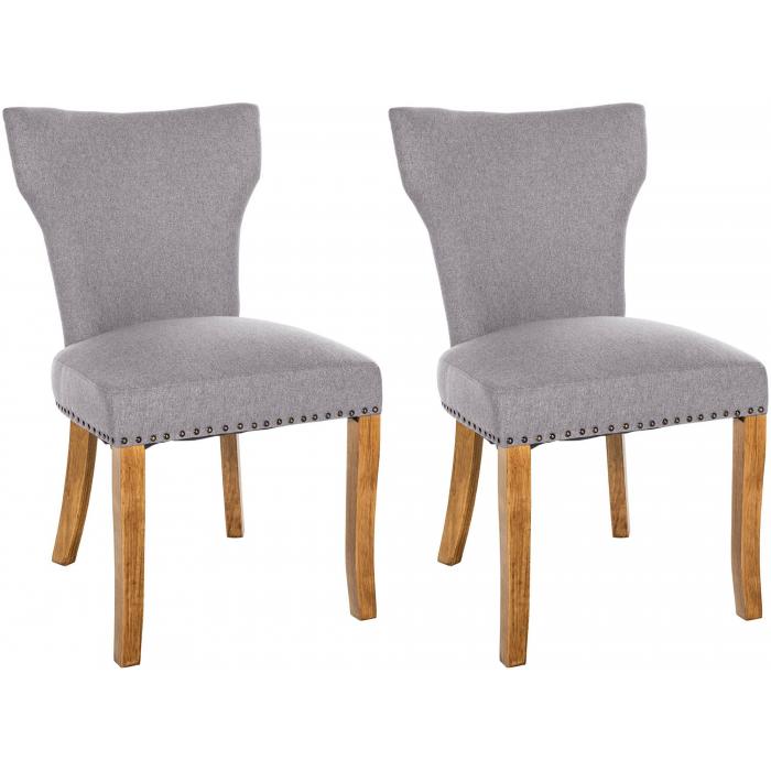 2er Set Esszimmerstuhl HLO-CP10 Stoff antik-hell ~ grau