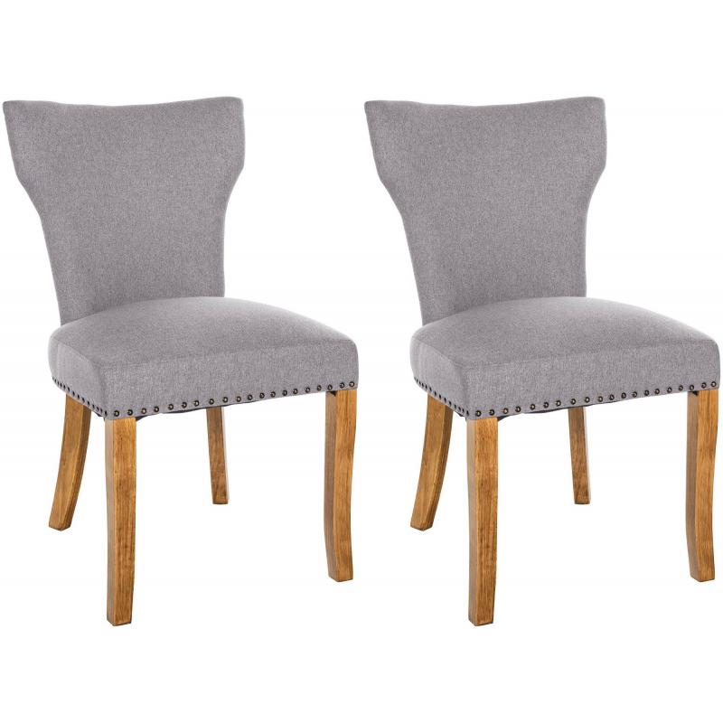 2er Set Esszimmerstuhl HLO-CP10 Stoff antik-hell ~ grau