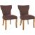 2er Set Esszimmerstuhl HLO-CP10 Stoff antik-hell ~ braun