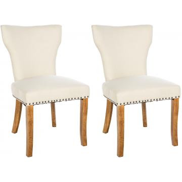 2er Set Esszimmerstuhl HLO-CP10 Stoff antik-hell ~ creme