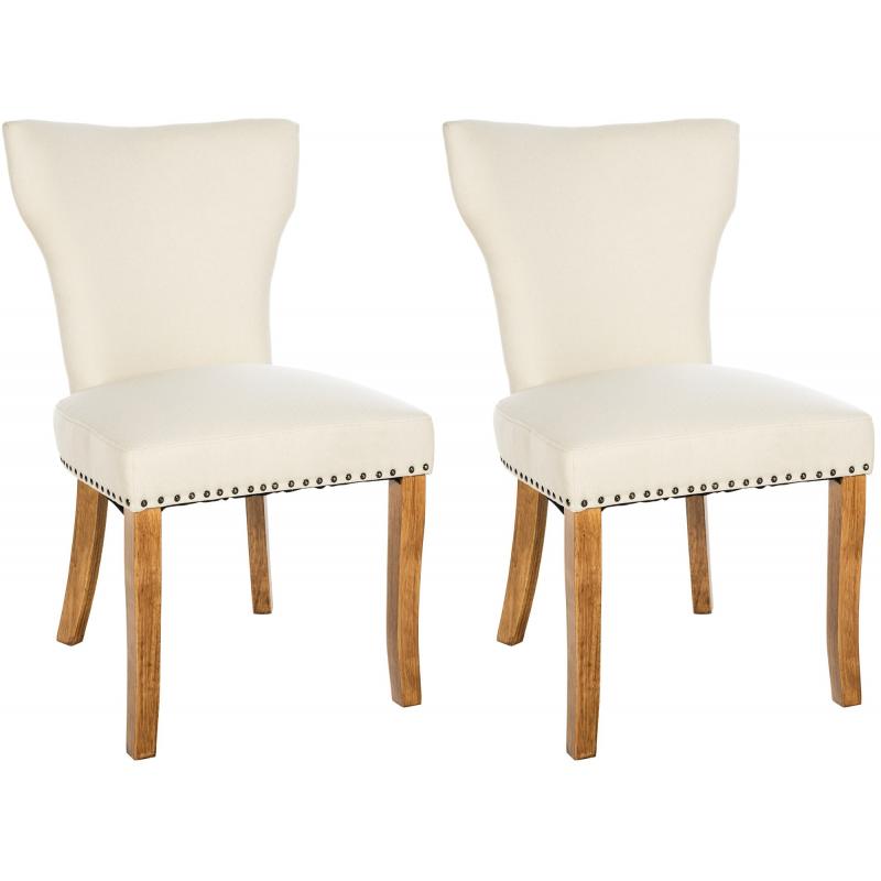 2er Set Esszimmerstuhl HLO-CP10 Stoff antik-hell ~ creme