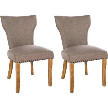 2er Set Esszimmerstuhl HLO-CP10 Stoff antik-hell ~ taupe
