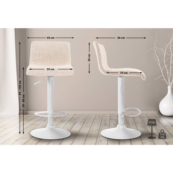 Barhocker HLO-CP20 Stoff W ~ creme