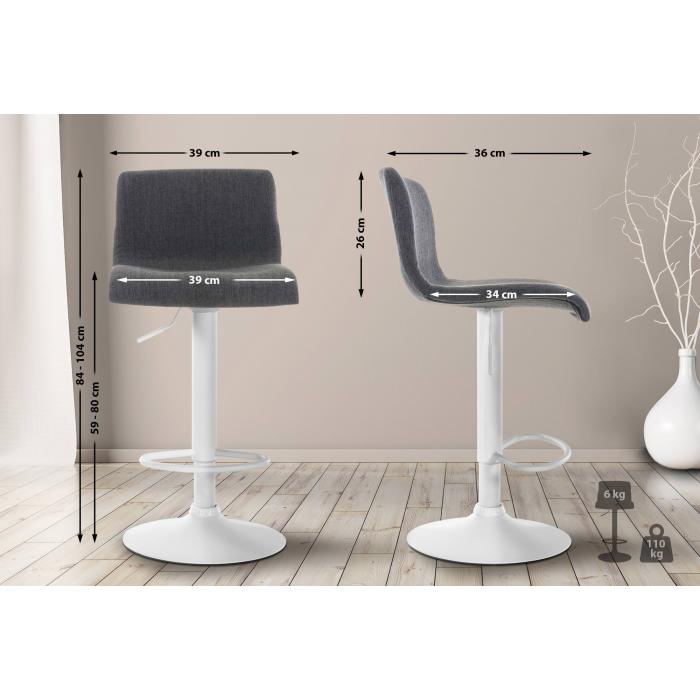 Barhocker HLO-CP20 Stoff W ~ dunkelgrau