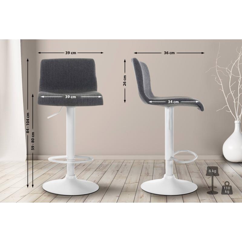 Barhocker HLO-CP20 Stoff W ~ dunkelgrau
