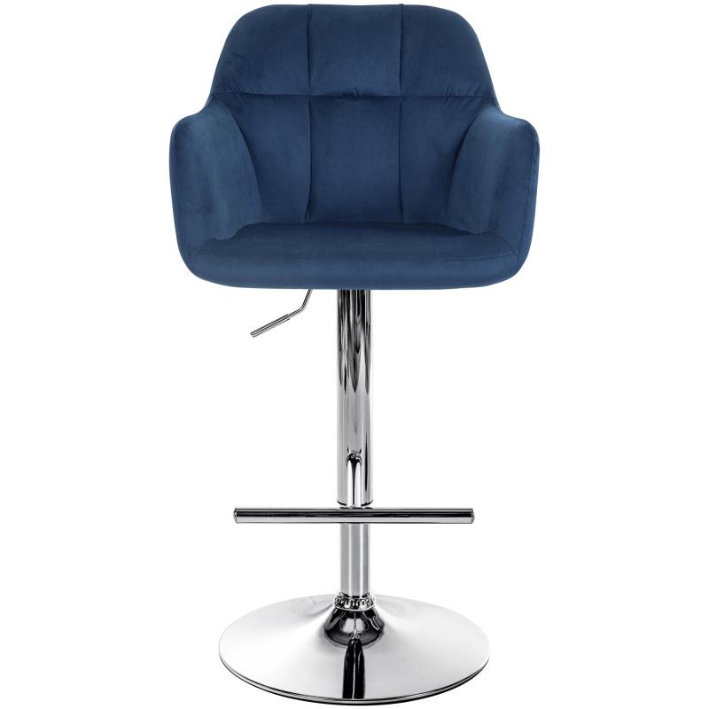 Barhocker HLO-CP329 Samt chrom ~ blau