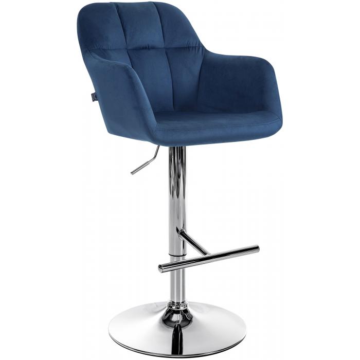 Barhocker HLO-CP329 Samt chrom ~ blau