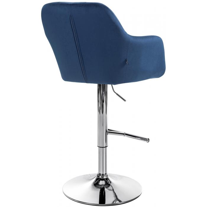 Barhocker HLO-CP329 Samt chrom ~ blau