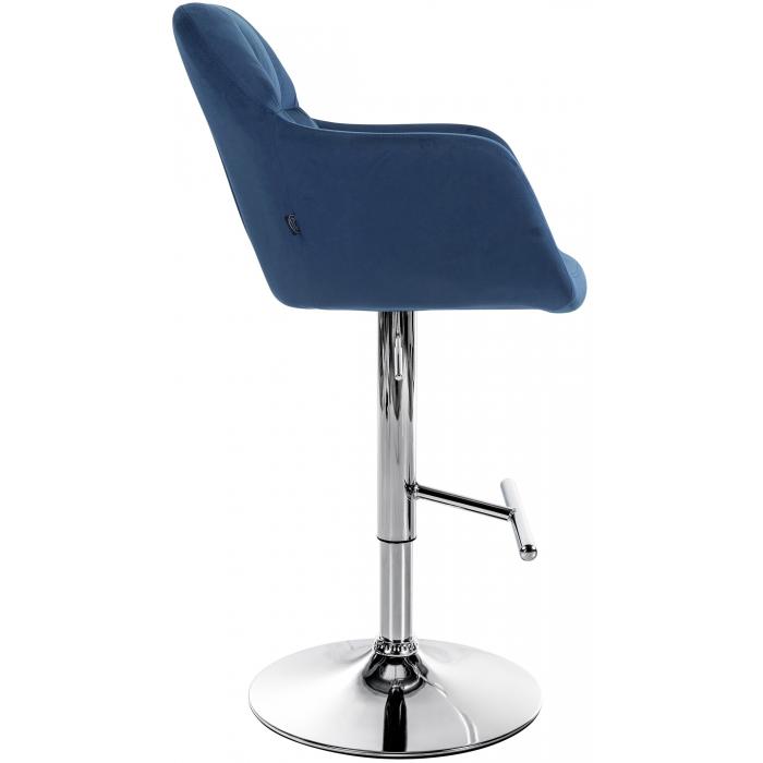 Barhocker HLO-CP329 Samt chrom ~ blau