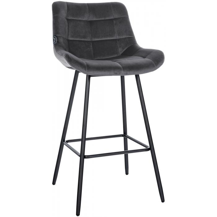 Barhocker HLO-CP336 Samt ~ dunkelgrau