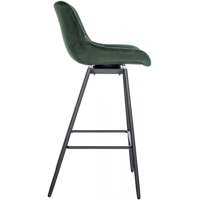 Barhocker HLO-CP336 Schwenkbar Samt ~ dunkelgrn