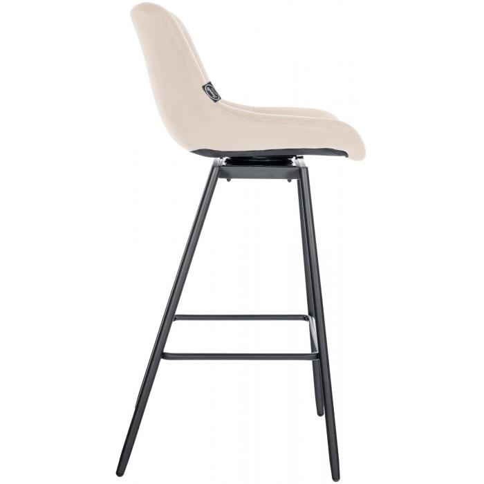Barhocker HLO-CP336 Schwenkbar Samt ~ creme