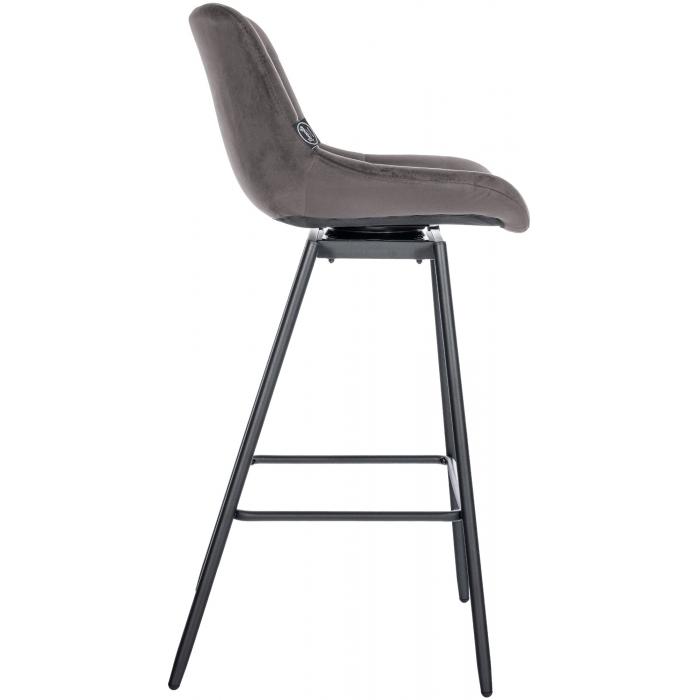 Barhocker HLO-CP336 Schwenkbar Samt ~ grau