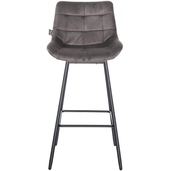 Barhocker HLO-CP336 Schwenkbar Samt ~ grau