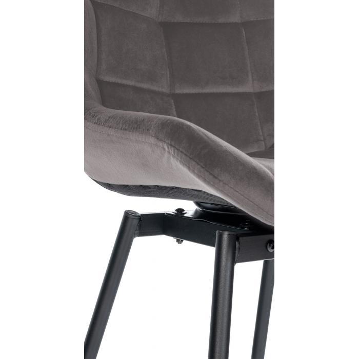 Barhocker HLO-CP336 Schwenkbar Samt ~ grau