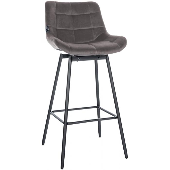 Barhocker HLO-CP336 Schwenkbar Samt ~ grau