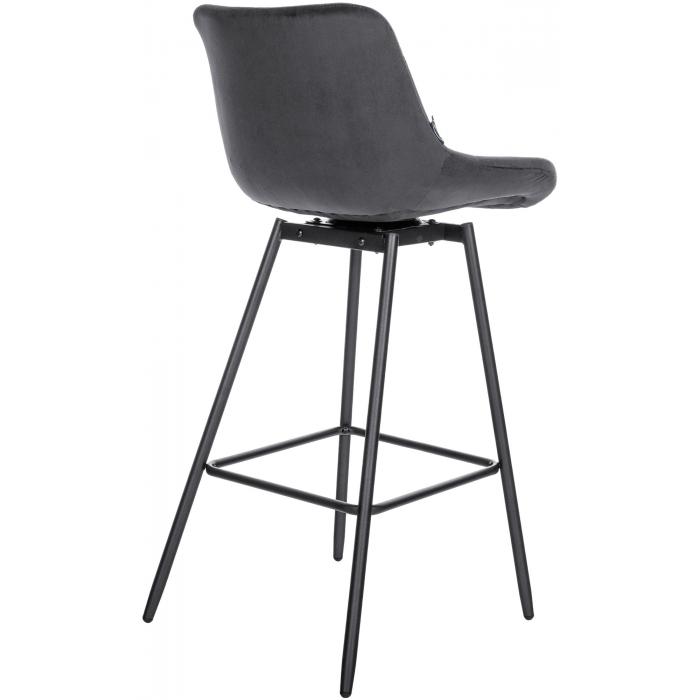 Barhocker HLO-CP336 Schwenkbar Samt ~ dunkelgrau