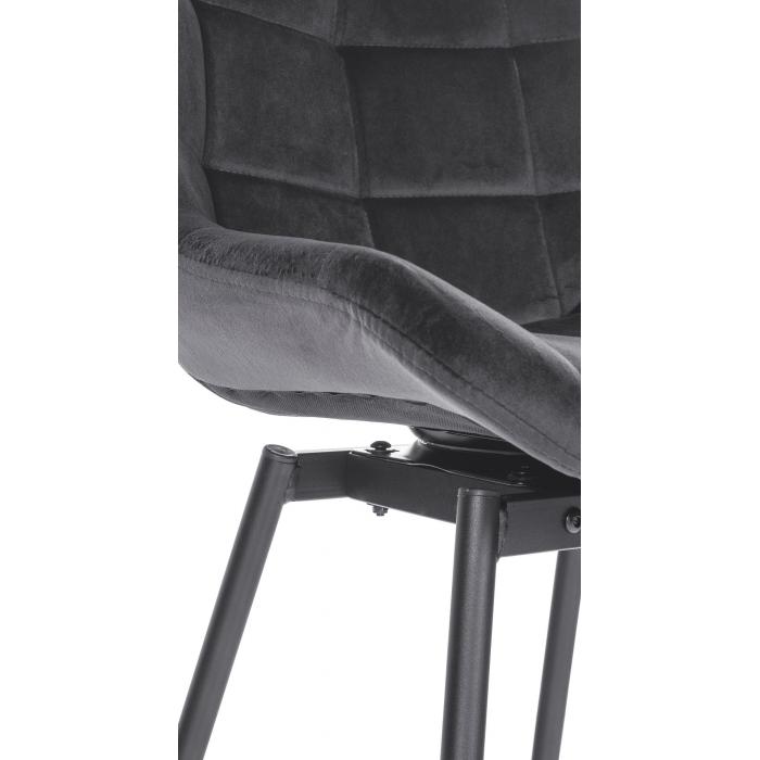 Barhocker HLO-CP336 Schwenkbar Samt ~ dunkelgrau