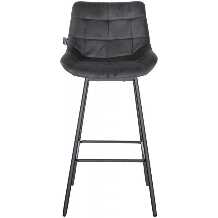 Barhocker HLO-CP336 Schwenkbar Samt ~ dunkelgrau