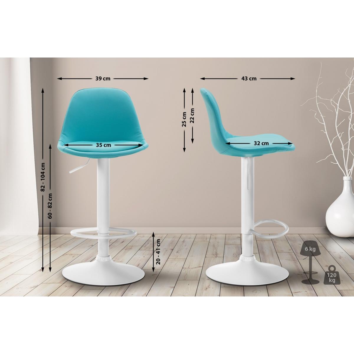 Barhocker HLO-CP24 Vollgepolstert Kunstleder wei ~ blau