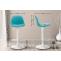 Barhocker HLO-CP24 Vollgepolstert Kunstleder wei ~ blau