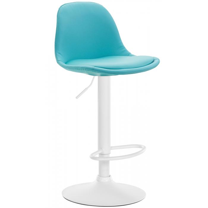 Barhocker HLO-CP24 Vollgepolstert Kunstleder wei ~ blau