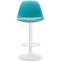 Barhocker HLO-CP24 Vollgepolstert Kunstleder wei ~ blau
