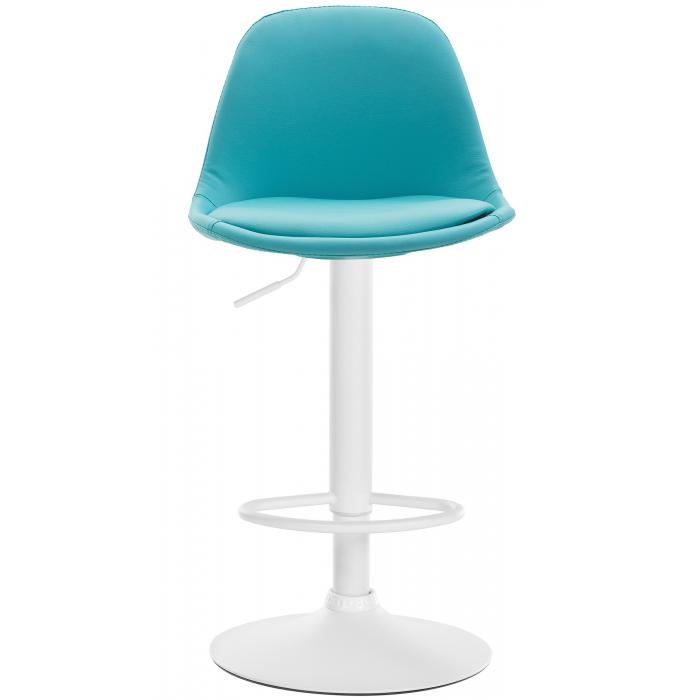 Barhocker HLO-CP24 Vollgepolstert Kunstleder wei ~ blau