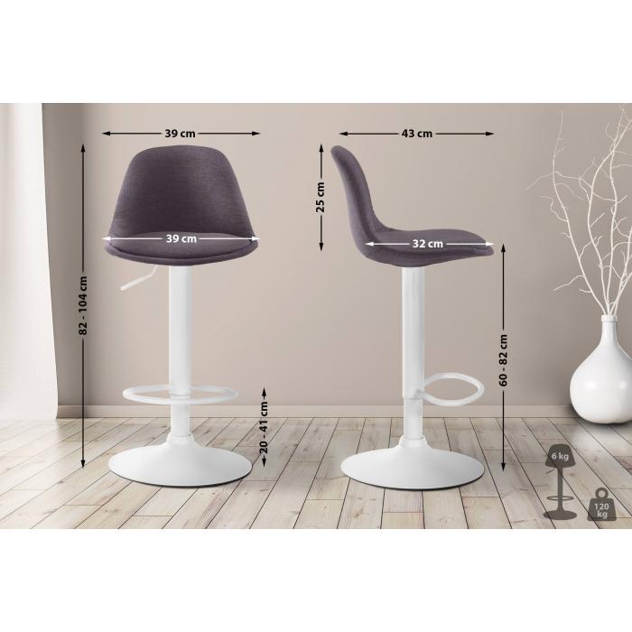 Barhocker HLO-CP24 Stoff wei ~ dunkelgrau