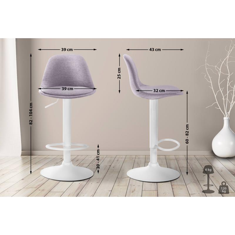 Barhocker HLO-CP24 Stoff wei ~ grau