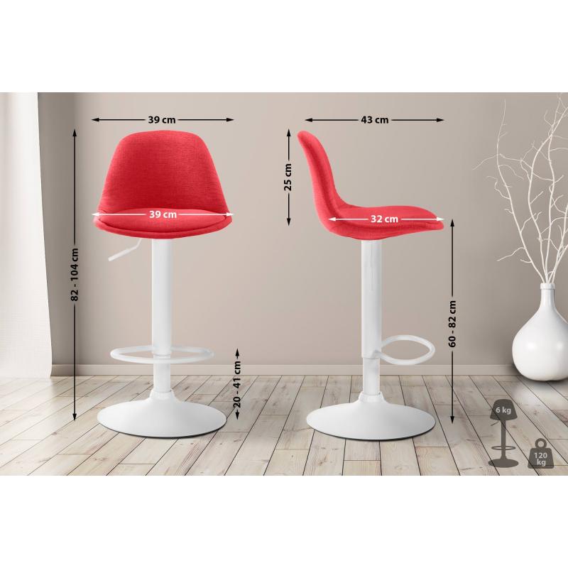 Barhocker HLO-CP24 Stoff wei ~ rot