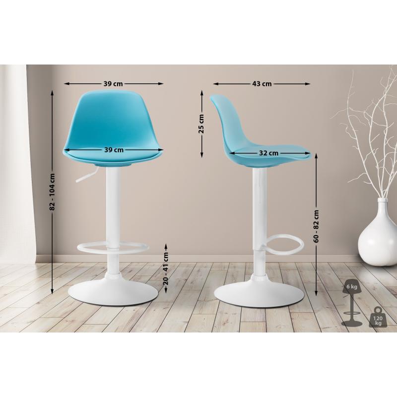 Barhocker HLO-CP24 Kunstleder wei ~ blau