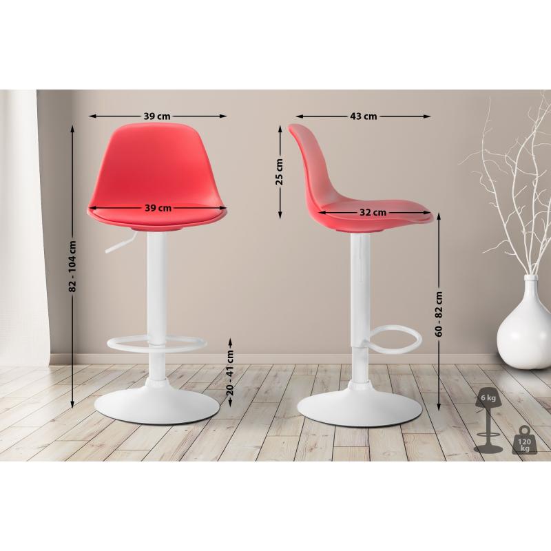Barhocker HLO-CP24 Kunstleder wei ~ rot