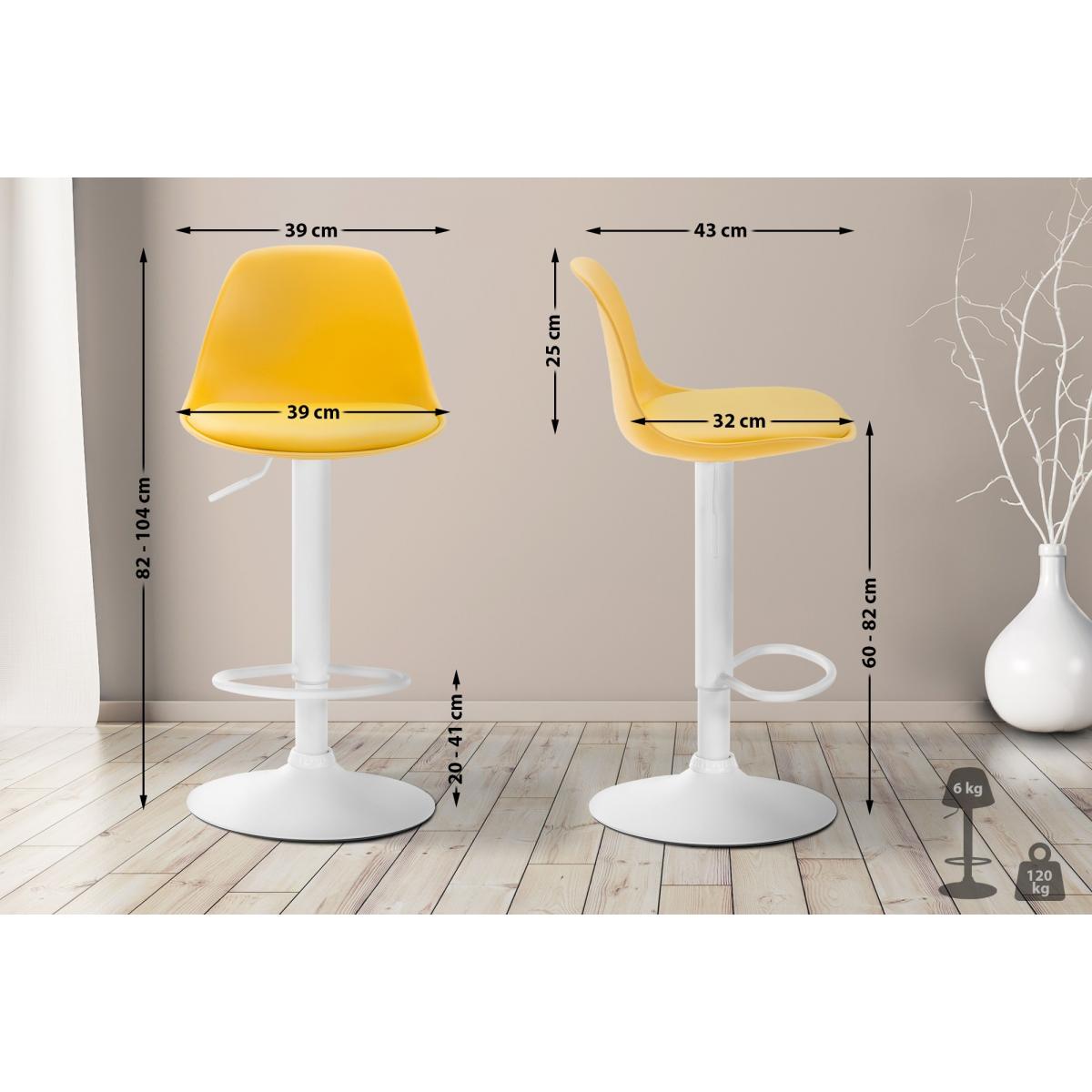 Barhocker HLO-CP24 Kunstleder wei ~ gelb
